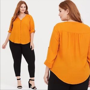 Torrid HARPER - YELLOW GEORGETTE BUTTON FRONT BLOUSE